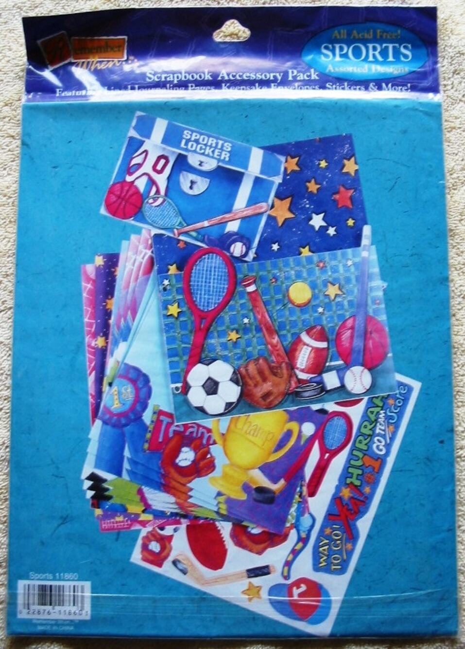 Remember When Sports Scrapbook Kit Journaling Pages Stickers Keepsake Envelopes